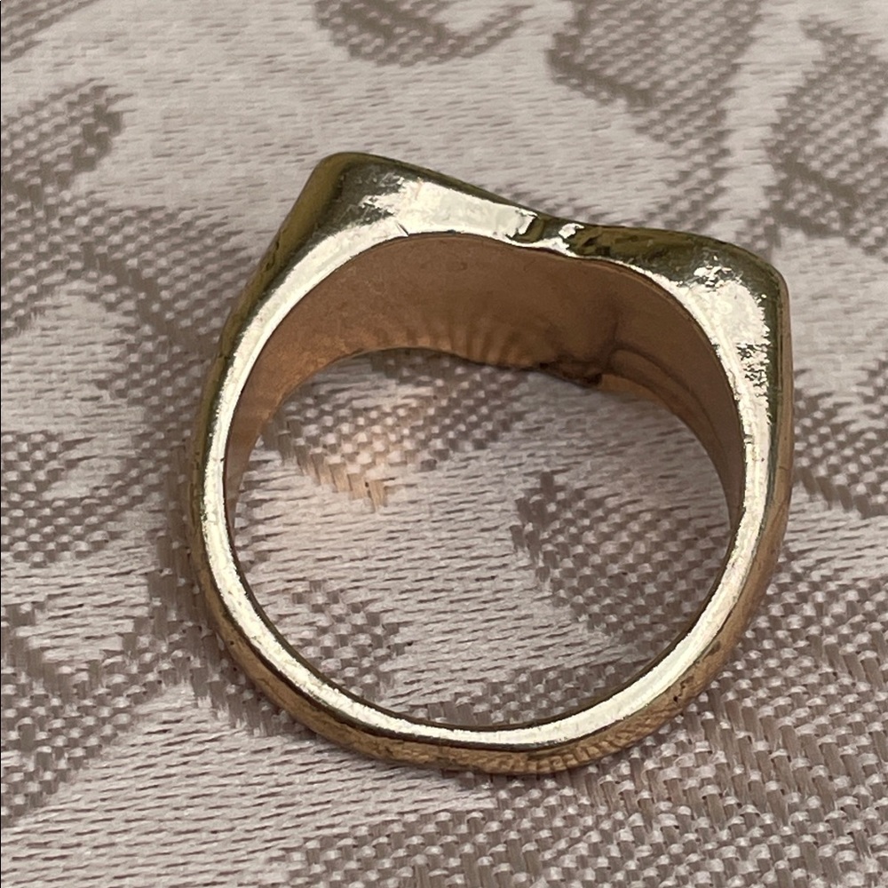 Gold Tone Butterfly Statement Ring with Blue and Cream Enamel - Picture 3 of 4